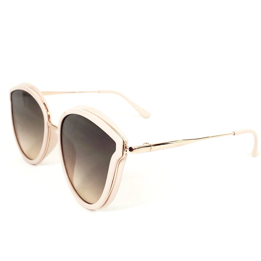 Retro Pink & Gold Cat Eye Frame Brown Polarized Lens Sunglasses ES1164